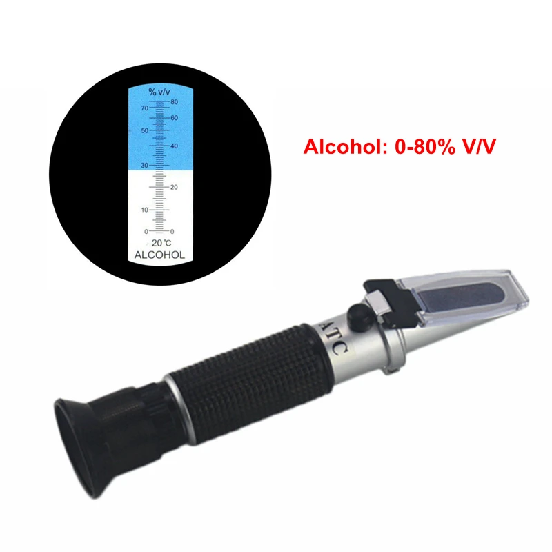 KETOTEK Handheld Alcohol Refractometer 0-80% ATC Spirits Tester Alcoholmeter Refratometro Wine Concentration Densimeter