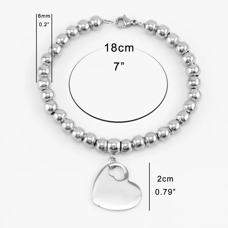 Stainless Steel Four Leaf Clover Heart Charm Bracelet Metal Beads Chain Gift for Wife Girls Wholesale | Украшения и аксессуары