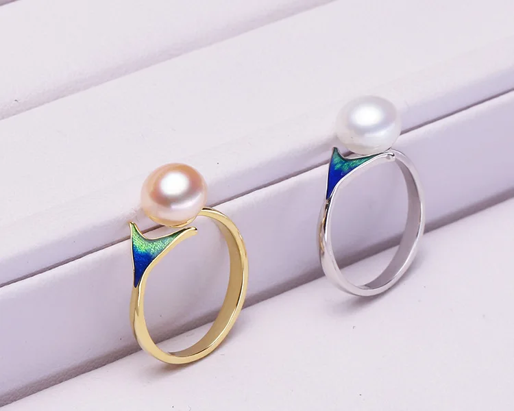 

Blue Mermaid Design Pearl Rings Accessory Genuine Pearl Rings Women Gifts Small Wholesale For Pearl Store