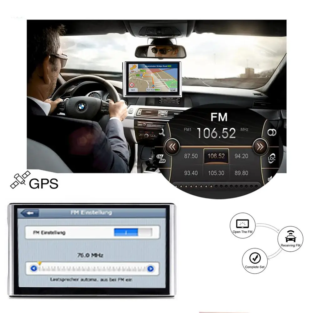 Автомобильный GPS-навигатор 7-дюймовый HD-навигатор для грузовика FM-радио Bluetooth