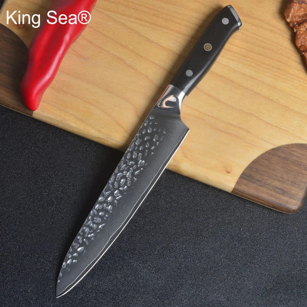 King Sea " дюймов дамасский нож для Сталь шеф-повара Ножи японские кухонные ножи 67 слоев VG10 утилита мясо Овощной Multi Кливер для приготовления пищи