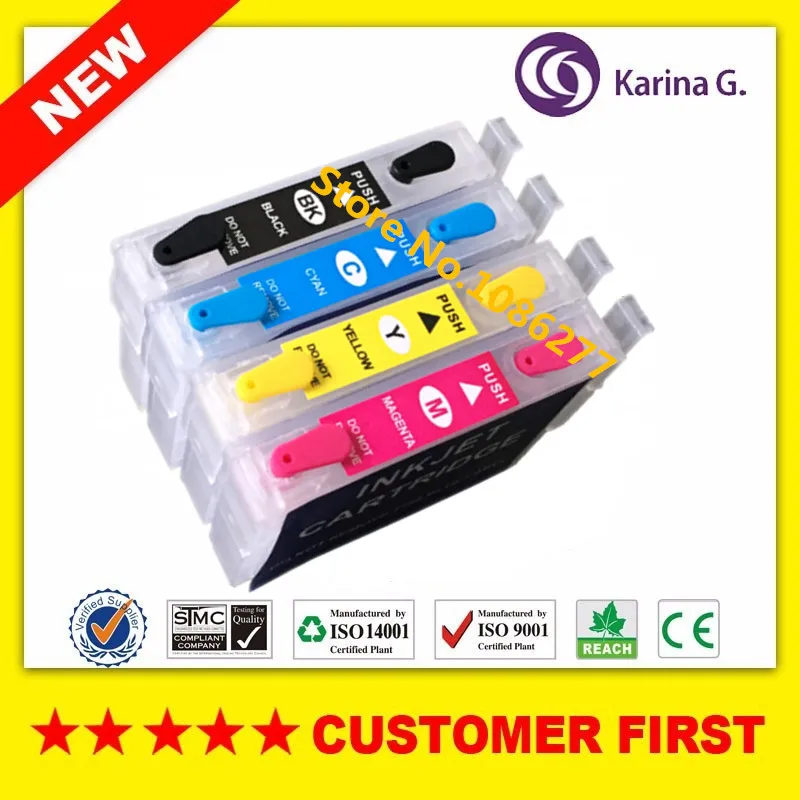 1 Набор для T2201 к T2204 многоразовый картридж с чипом Epson XP 420 424 320 WF 2630 2650 2660 2750