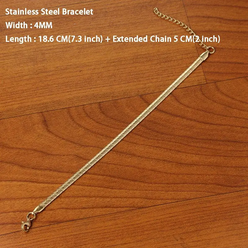 Bracelet Gold 4MM Новое модное ожерелье из нержавеющей стали для Для женщин золото/серебро Цвет Воротник Колье Цепочки и ожерелья заявление ювелирные изделия аксессуары 4/6/8 мм - Окраска металла: Bracelet Gold 4MM