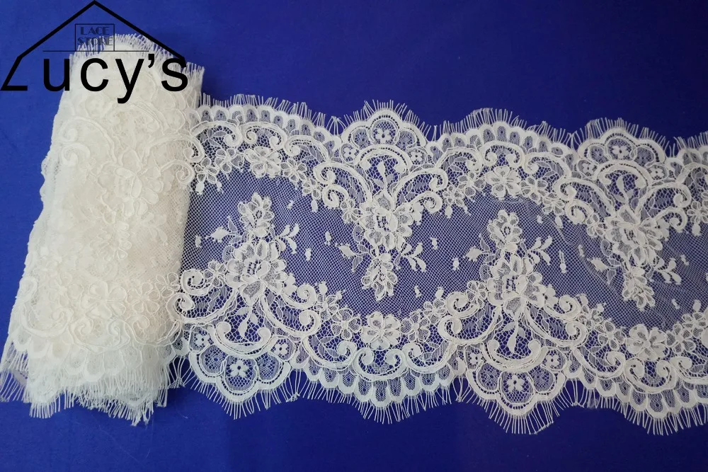 1 шт/3 метра двойная окантовка французского кружева 22 см ширина Off white cording ресниц кружево отделка шитье для свадебного платья Свадебные платья