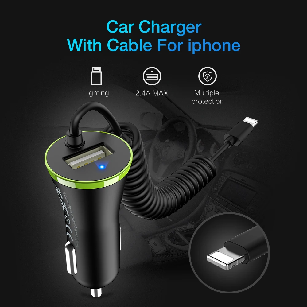 RAXFLY Mini USB Автомобильное зарядное устройство всего 3.4A Micro USB+ mini type C+ USB кабель для huawei mate 9 Xiaomi Mi5 5S iPhone 6 7 5