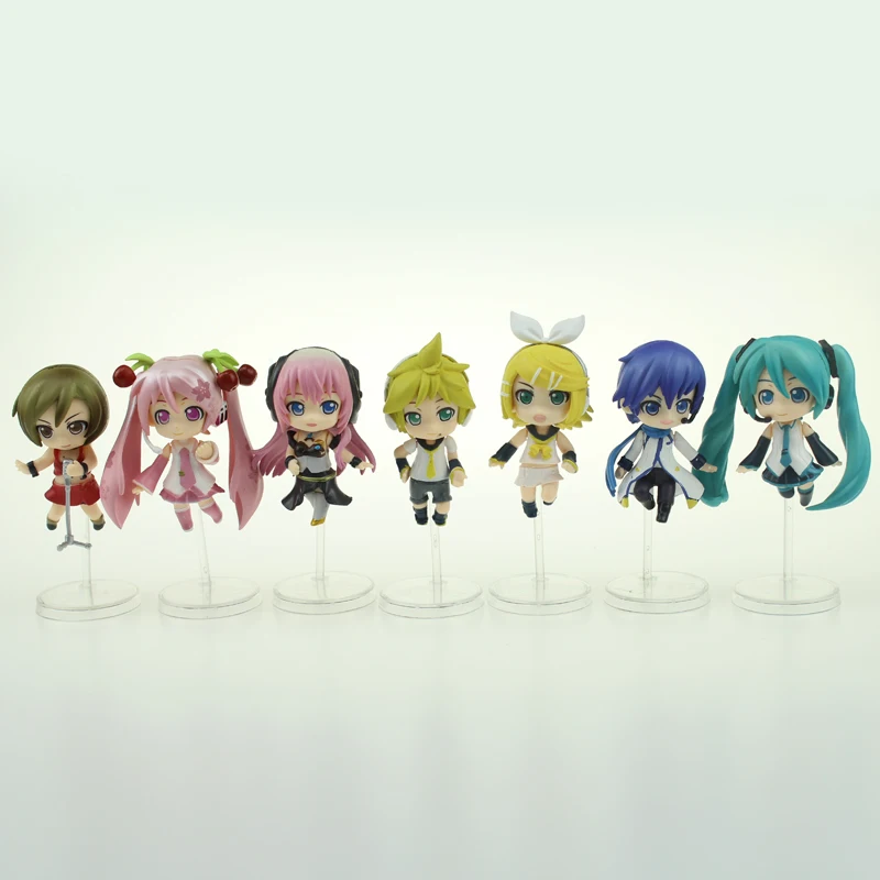 7 шт. милые мини Vocaloid Семья Хацунэ Мику лука Kaito Kagamine Rin Len BOXED SET см ПВХ фигурку
