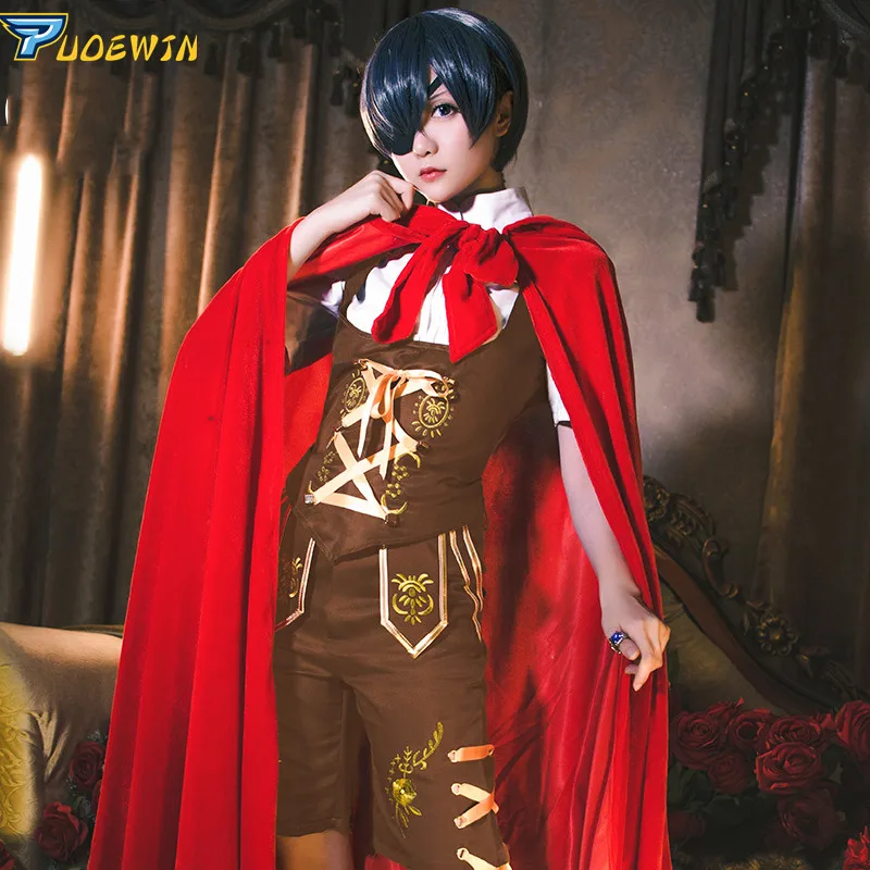 Костюм для косплея Черный Батлер Kuroshitsuji Небесный Phantomhive маленький красный капот|