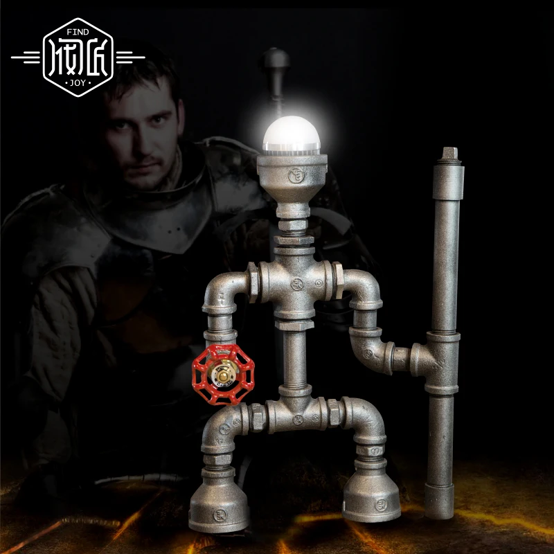 Креативный робот водопроводная Винтажная настольная лампа для спальни гостиной