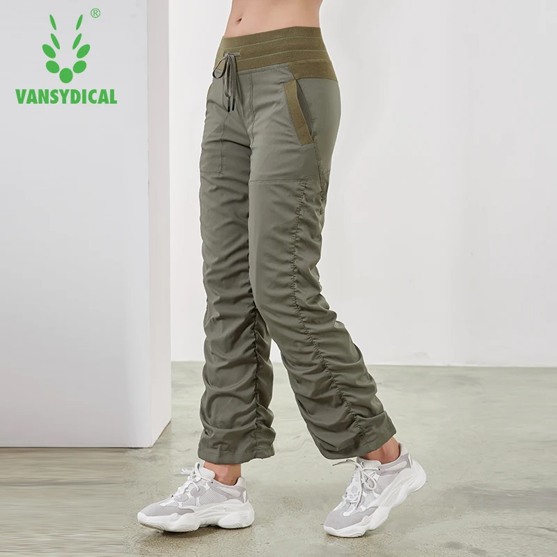 Vansydical спортивные штаны для бега йоги женские тонкие складные спортзала осень