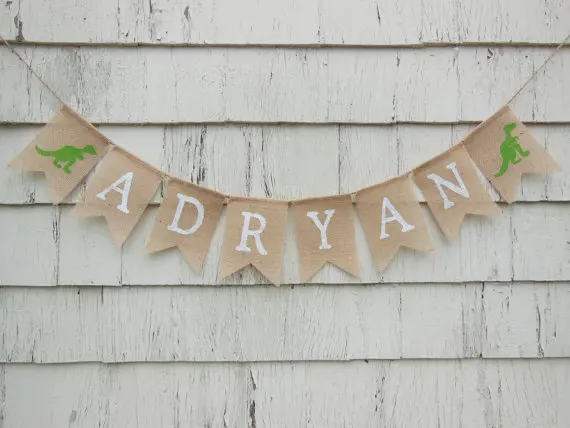 Персонализированные баннеры с именем динозавра для детского дня рождения