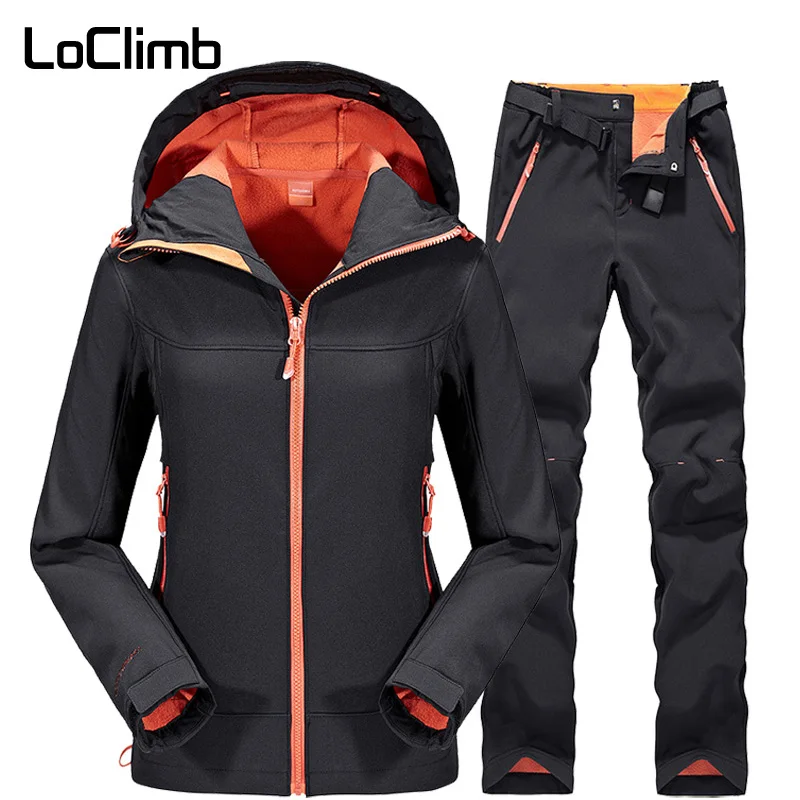 Loclimb открытый Пеший Туризм брюки Для мужчин женщин зимние теплые флисовая куртка