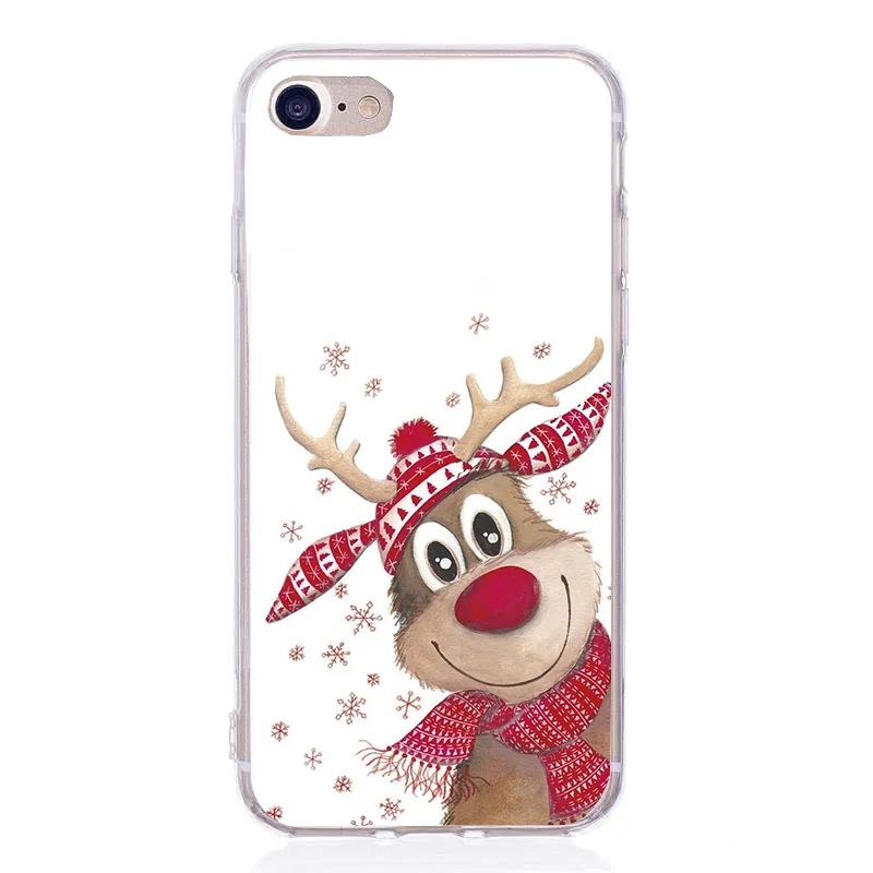 Милый олень для iphone Xs чехол Санта Клаус с лосем окрашенные мягкие чехлы 7 6 S 8 Plus 5 5S