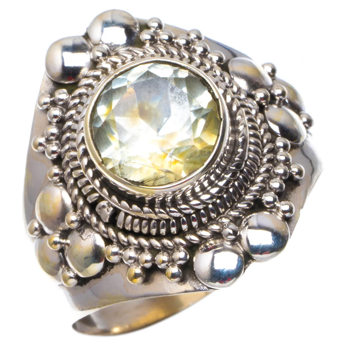 Natural Green Amethyst Handmade Unique 925 Sterling Silver Ring 9 B1015 | Украшения и аксессуары