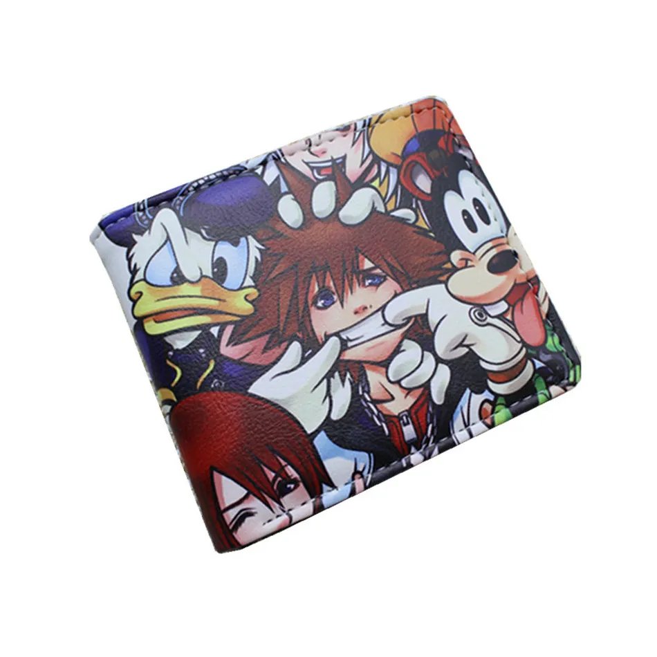 Game Kingdom Hearts III Sora Pu короткий кошелек Двойные фото держатель для карт кошелек кожаный для мальчиков и девочек мужские кошельки на кнопке с принтом
