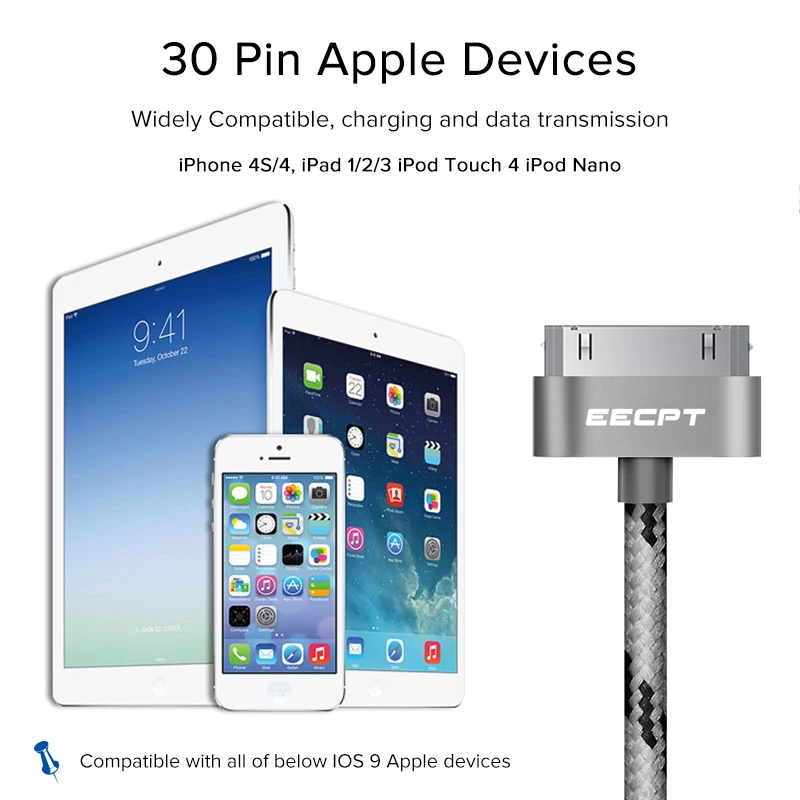 EECPT 30 Pin USB кабель для iPhone 4S 4 3GS iPad 1 2 3 iPod Nano iTouch зарядный кабель провод для быстрого заряда данных Телефонный Шнур адаптер