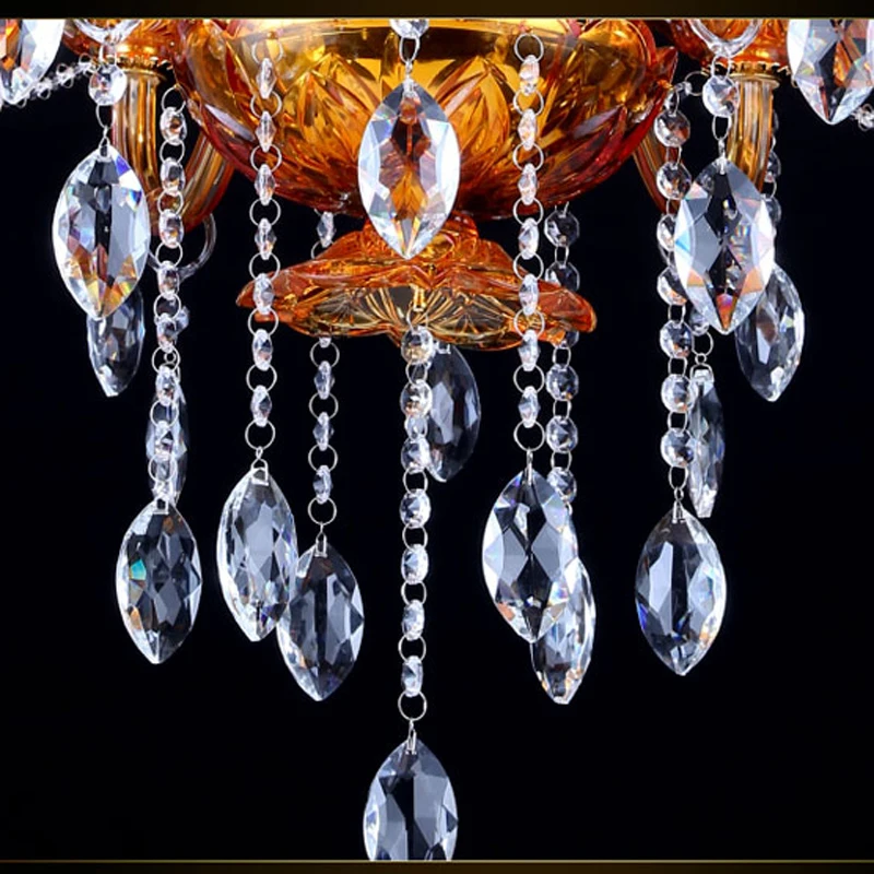 6 свечей Европейский роскошный подвесной светильник из оранжевого стекла