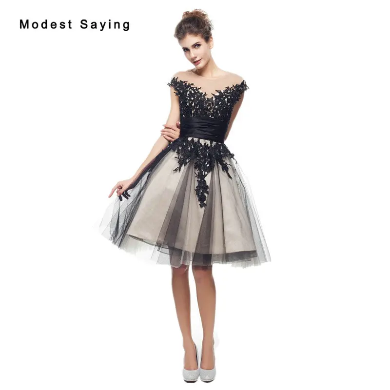 

Elegant A-Line Cap Sleeve Applique Lace Cocktail Dresses 2017 Girls Formal Knee Length Homecoming Prom Gowns vestidos de coctel