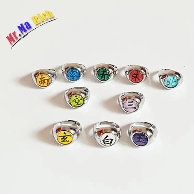 10 шт./комплект аниме Наруто акасуки память Anello Figura Modello Matel Anelli Uchiha Itachi 2 см|uchiha