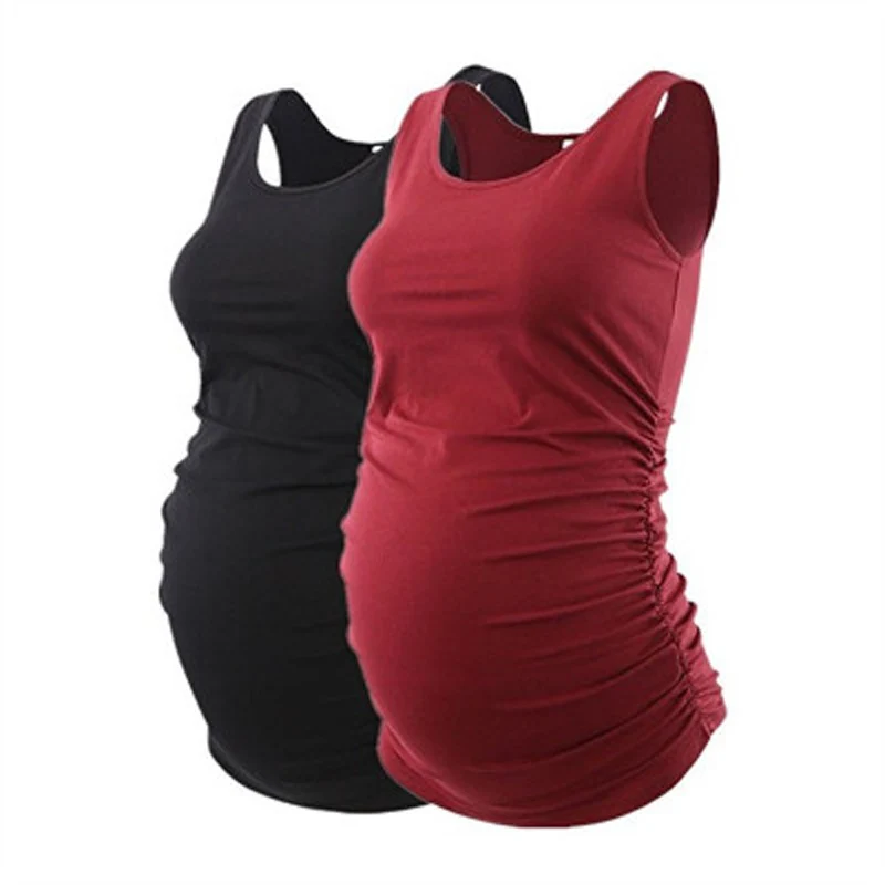 

Mama Maternity Women Sleeveless Side Ruched Maternity Clothes Tank Top Tee Pregnancy Clothing Pregnant Casual Top T-Shirt Ruched