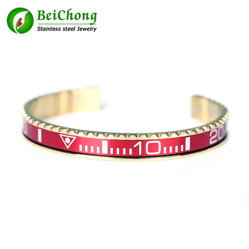 red Титановая сталь бразильские Pulseras винтажный позолоченный браслет для мужчин из нержавеющей стали манжета Спидометр браслет - Окраска металла: red