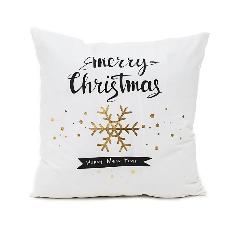 Leeiu 45*45cm Soft Fabric Gold Printed Snowflake Merry Christmas Pillow Case Home Decor Cushion Happy New Year Party Supply | Дом и сад