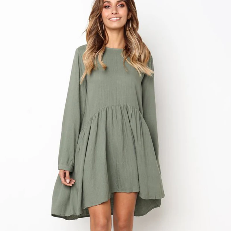 Женское плиссированное платье ELSVIOS повседневное Плиссированное мини с круглым