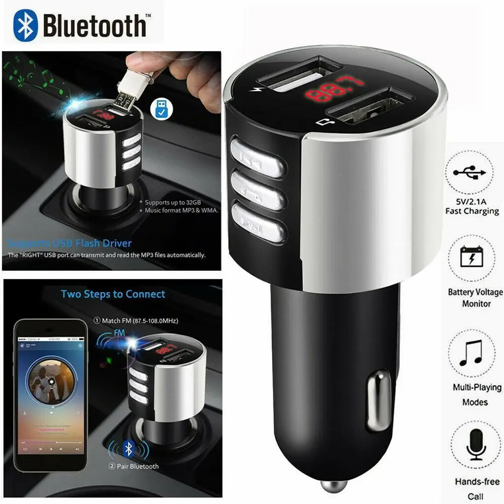 

LED Screen Bluetooth Car USB Charger FM Transmitter Wireless Radio Adapter MP3 Player Car Accessories Handsfree Quick Charge