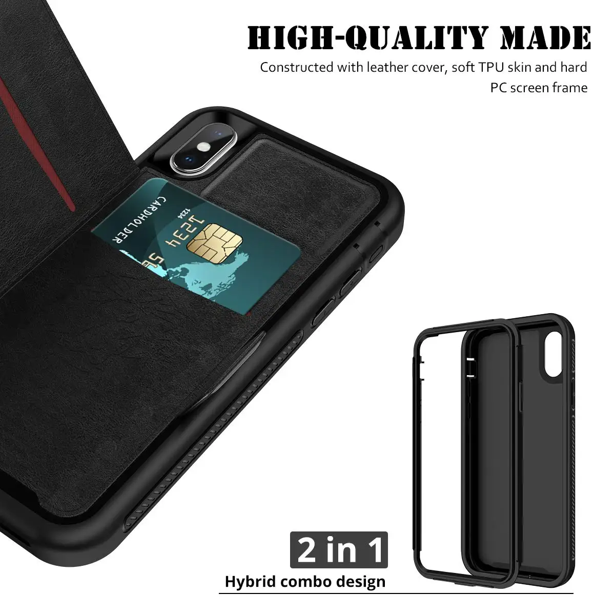 for iPhone Xs XR Max 6s 7 8 Plus Case Premium PU Leather Wallet Cases with Card Holder Kickstand &amp Magnetic Closure Flip |
