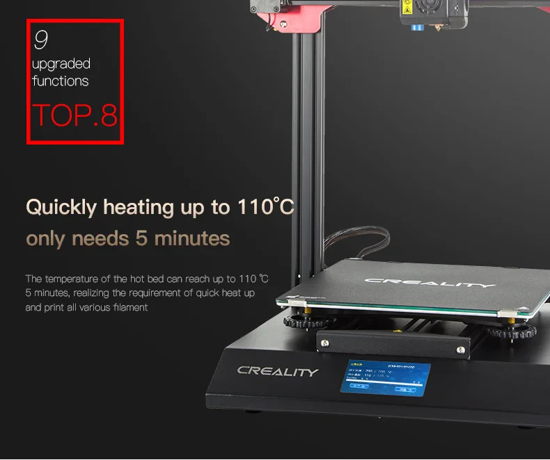 CREALITY 3D CR-10S Pro датчик автоматического выравнивания принтер 4,3 дюймов сенсорный ЖК-дисплей Печать накаливания обнаружения Funtion MeanWell power