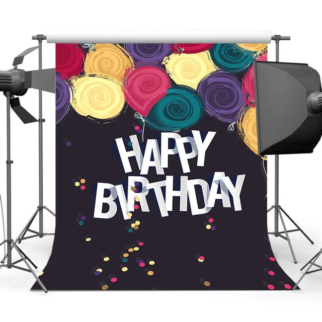

Viny colorful Balloon Photography Background Happy Birthday Backdrop for Children newborn Photograph Booth Studio MW-250