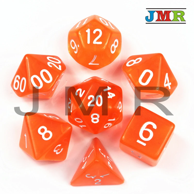Оранжевый 7pc-Die набор с конфетным эффектом покер D& d D4, d6, d8, d10, d12, d20 многогранные кости, для Rpg Dnd настольной игры, в подарок - Цвет: Оранжевый