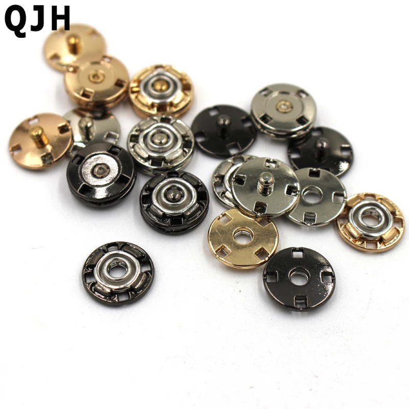 10 шт./лот 12 мм Золотая серебряная черная металлическая кнопка товары для шитья