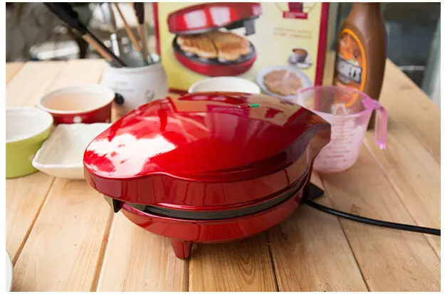 Вафельная машина DIY электрическая красного цвета Вафля в форме сердца полностью