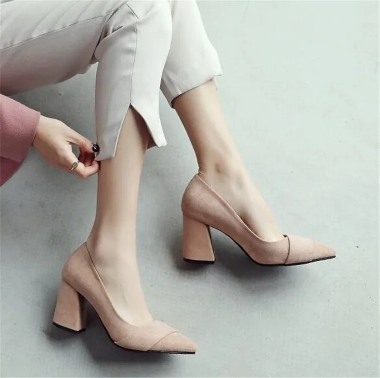 Туфли лодочки PXELENA женские на квадратном каблуке классические без застежки с