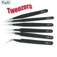 yuxi 1pcs esd 10 15 anti static anti magnetic non corrosive stainless steel tweezers set for electronics phone repairing tool
