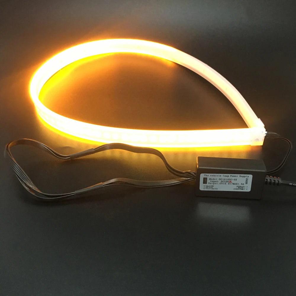 60 см Светодиодная лента 12 в тонкий гибкий DRL полоска Фара поворотник лампа желтый