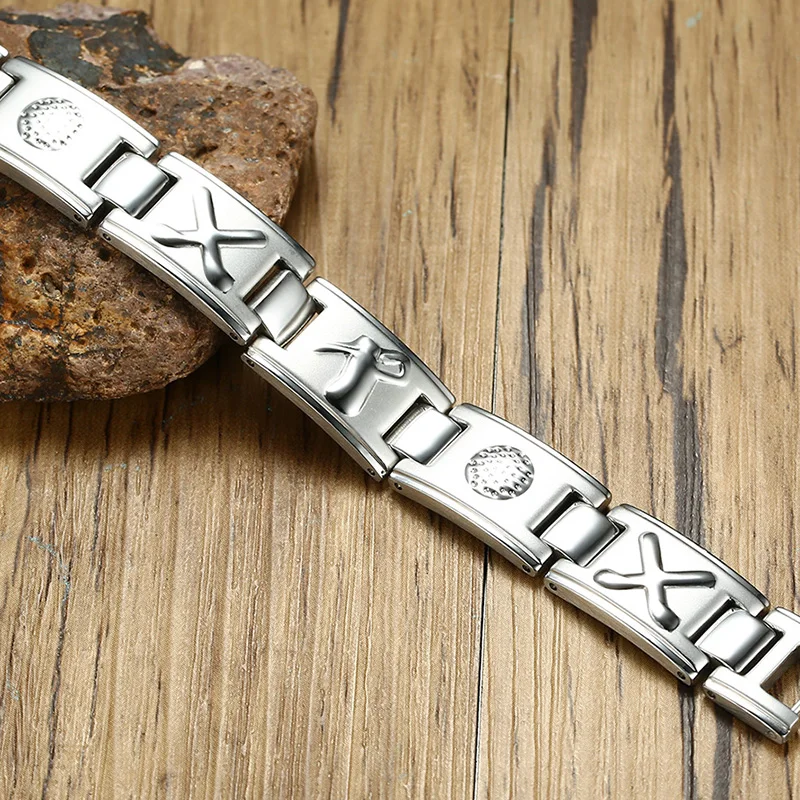 Vnox Men's Bio 4 Elements Energy Magnetic Bracelet Healing Stainless Steel Golf Bracelets Drop Shipping Health Care Jewelry|magnetic bracelet|golf