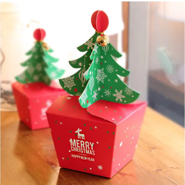 

20pcs/lot christmas tree candy box Cookie Cholocate Boxes Merry Christmas box new year Present Gift bag christmas decoration