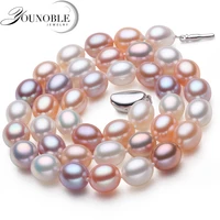 genuine freshwater rice multicolor pearl necklacereal natural wedding pearl choker necklaces women mother birthday gift collar