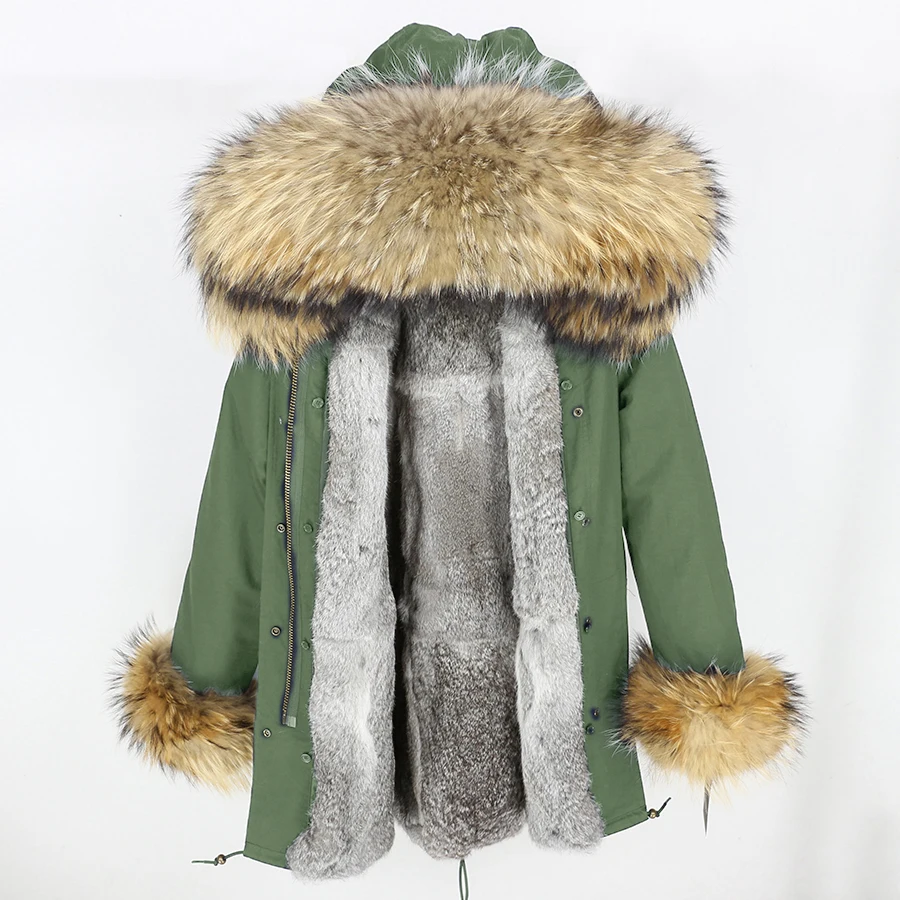 27 OFTBUY, пальто с натуральным мехом, длинная парка, зимняя куртка для женщин, воротник из натурального меха енота, капюшон, подкладка из меха серебристого кролика, уличная одежда, бренд - Цвет: 27