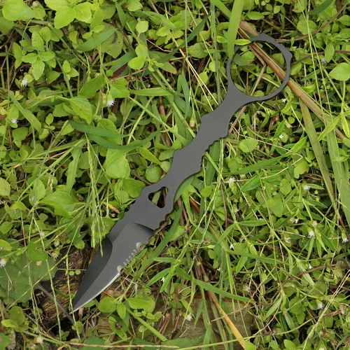 Black half tooth Karambit D2 Сталь тактический EDC инструменты бабочка фиксированный нож Открытый Охота Кемпинг выживания карманные Прямые ножи ABS оболочка - Цвет: Black half tooth