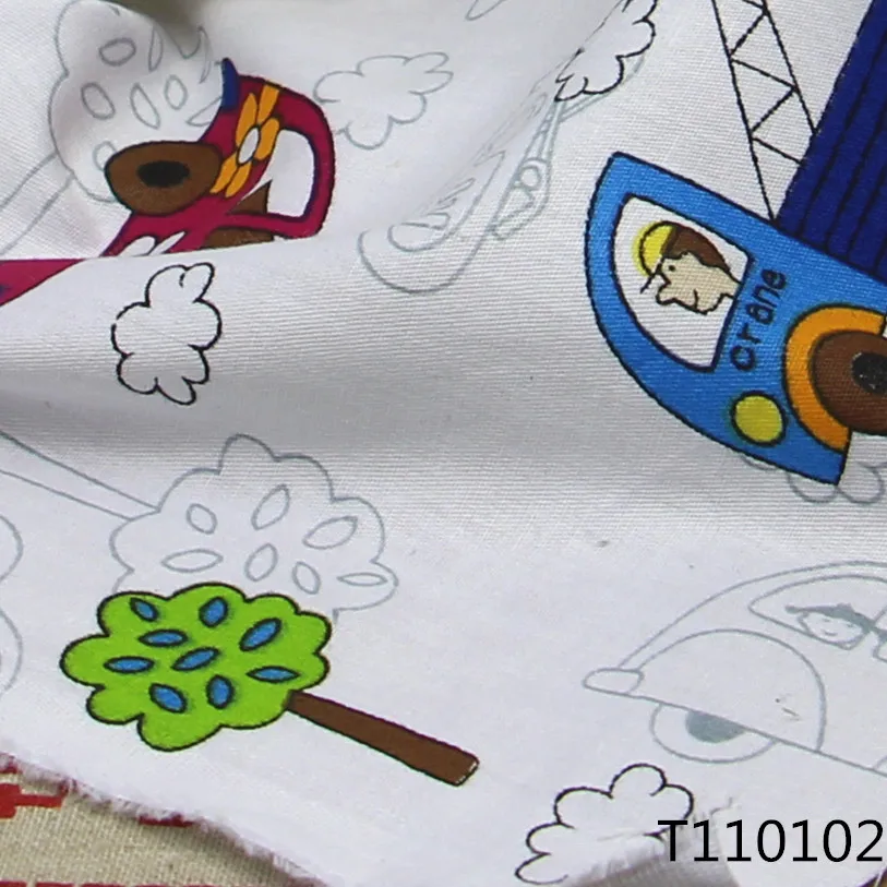 100% хлопковая ткань для штор с принтом автомобиля и автобуса из мультфильма