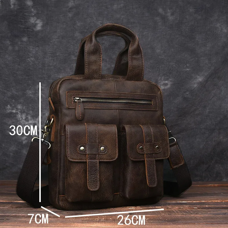 Мужская кожаная сумка мессенджер AETOO с эффектом потертости в стиле ретро ручная
