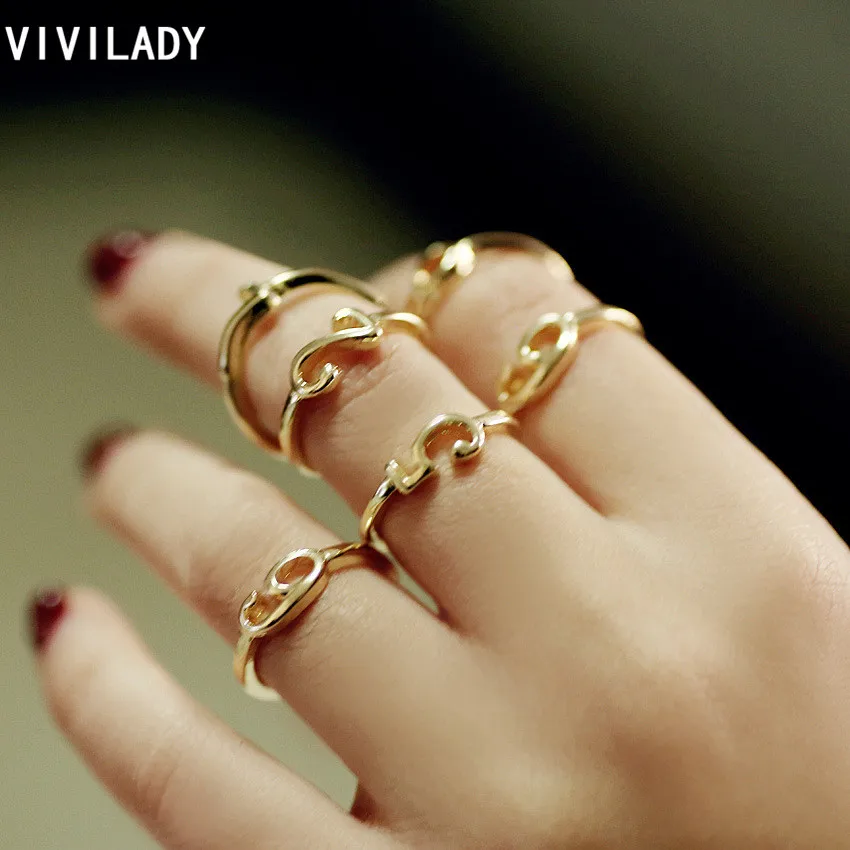VIVILADY модные ювелирные изделия 6 шт./компл. пальцы Midi Knuckle Кольца 0 2 5 7 8 букв цифры