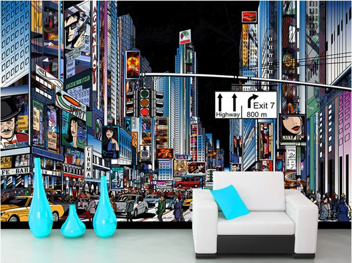 Новейшие 3D фрески Ручная роспись здания города трехмерная фоновая бумага для