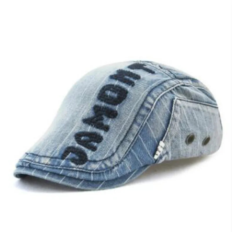 middle denim Который в душе Ретро берет Кепка для мужчин Джинсовая Шляпа летний козырек джинсовая Кепка Gorras Planas плоская кепка Регулируемая Мужская boina bone - Цвет: middle denim