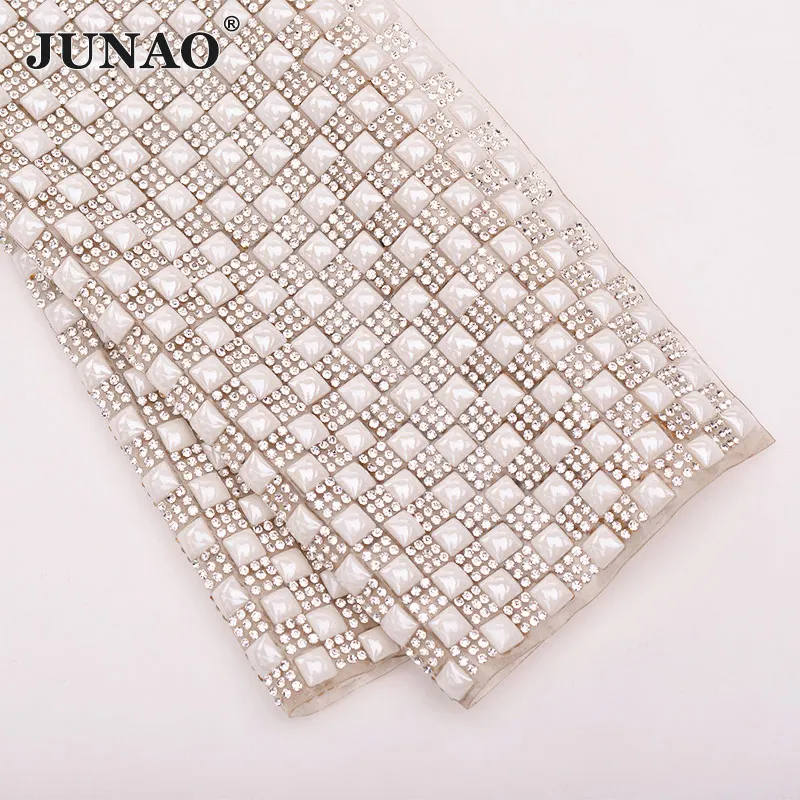 8mm Square JUNAO, 8 мм, горячая фиксация, белые жемчужные бусины, отделка, стекло, стразы, ткань, сетка, кристалл, жемчуг, аппликации, стразы, окантовка, сделай сам, платья, сумки - Цвет: 8mm Square