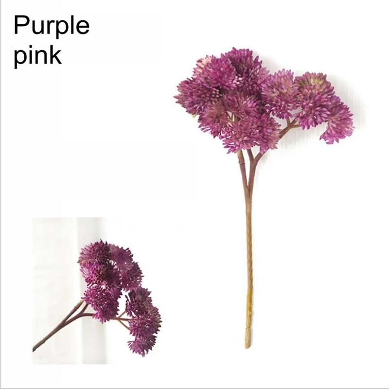 purple pink 5 бутонов, пластиковые искусственные суккулентные цветы, букет, свадебные, домашние, вечерние, для украшения стола, Поддельные Дешевые растения в горшках - Цвет: purple pink