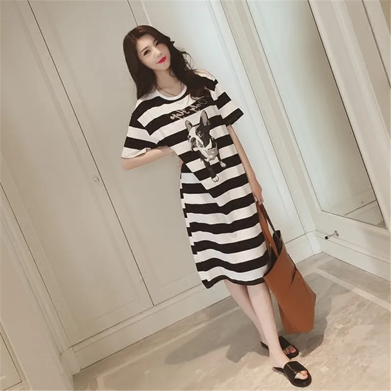 Летнее платье для кормящих матерей одежда грудного вскармливания в полоску с