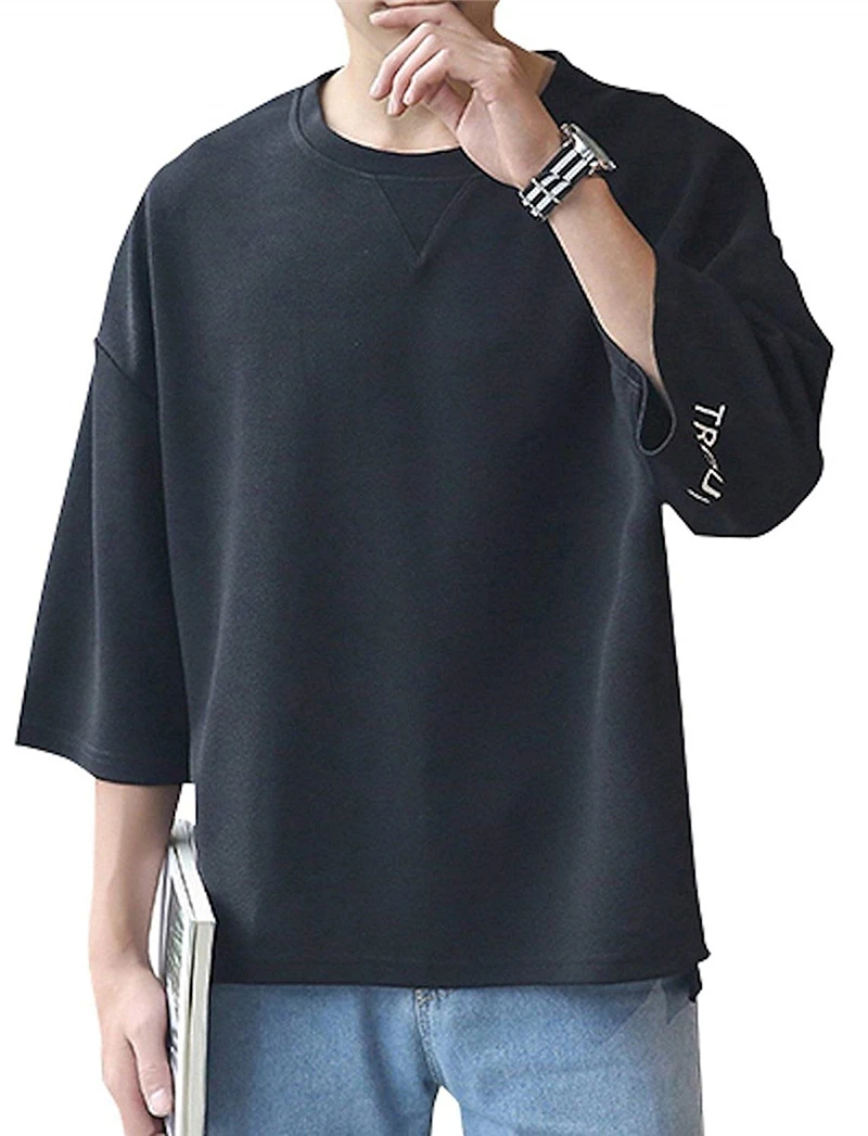 Молодежная Футболка в японском стиле модная свободная футболка с круглым